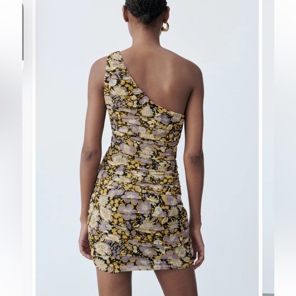 Zara NWT one shoulder mini dress size small B7 - Picture 2 of 15